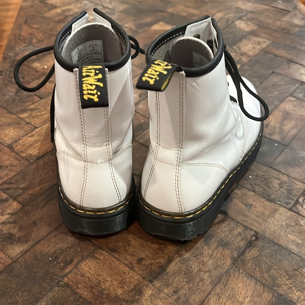 Dr. Martens White Boots with Black Laces 8 hole ankle boots